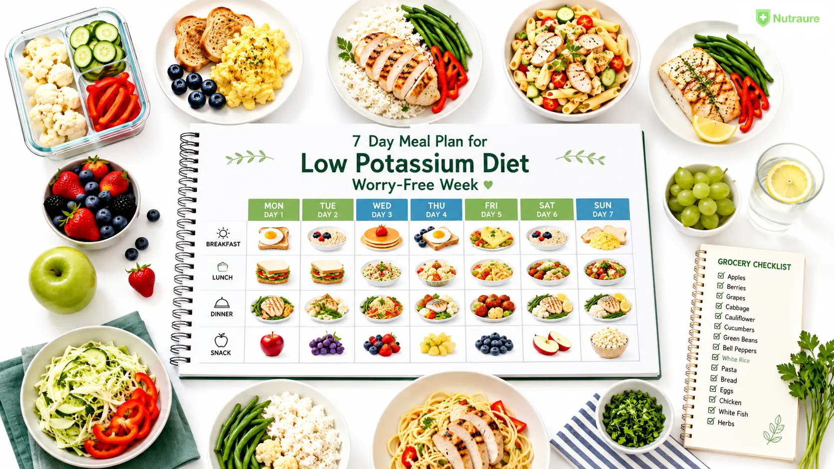 7 Day Meal Plan for Low Potassium Diet Worry-Free Week
