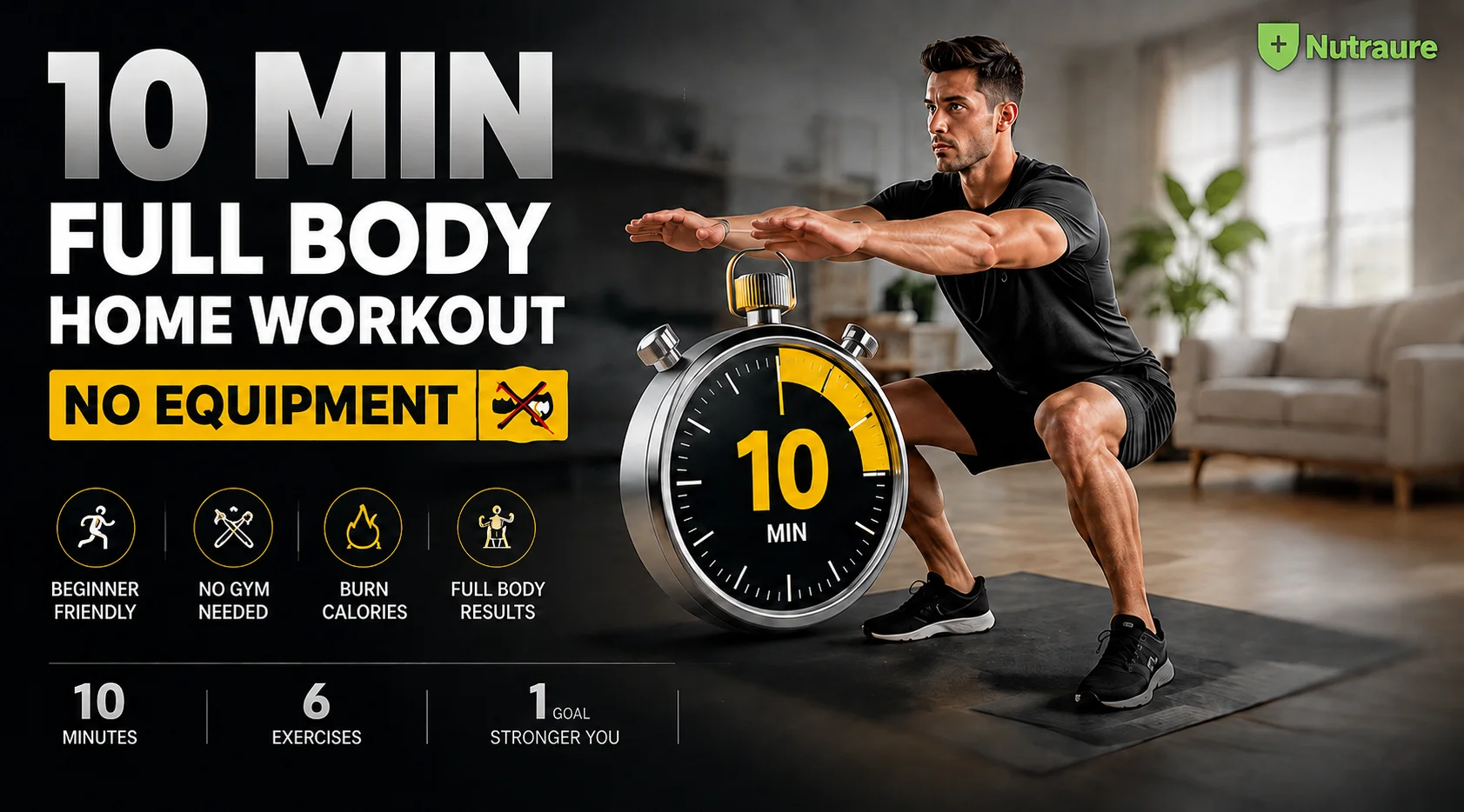 10-Min Beginner Full Body Home Workout No Equipment (Easy Routine)