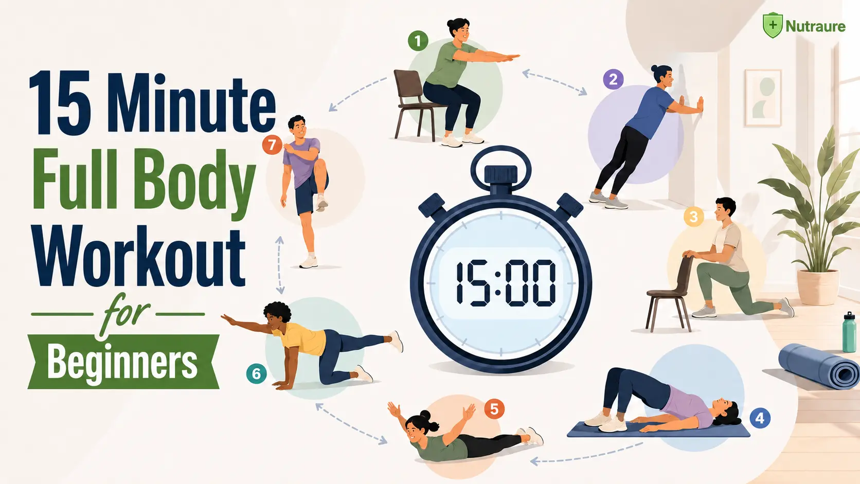 15 Minute Full Body Workout for Beginners 7 Easy Wins