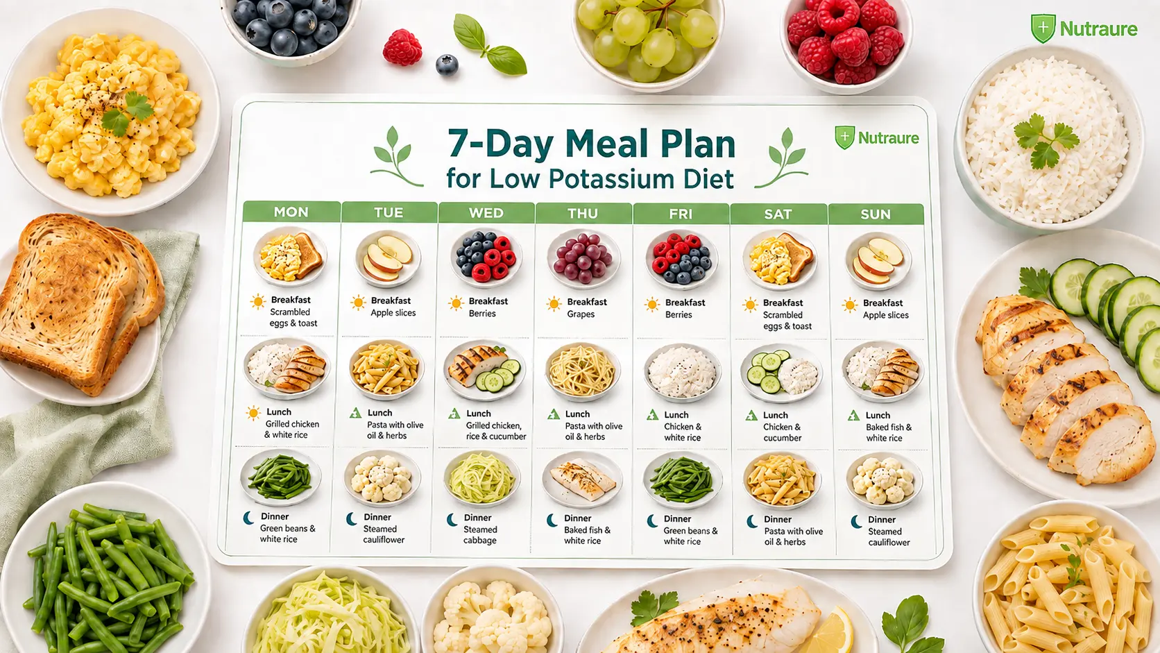 7-Day Meal Plan for Low Potassium Diet 21 Easy Meals