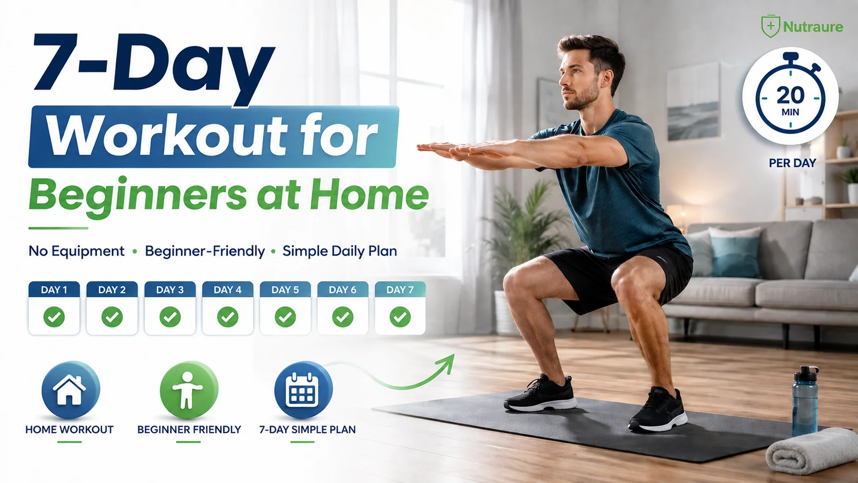 7-Day Workout for Beginners at Home No Equipment That Works