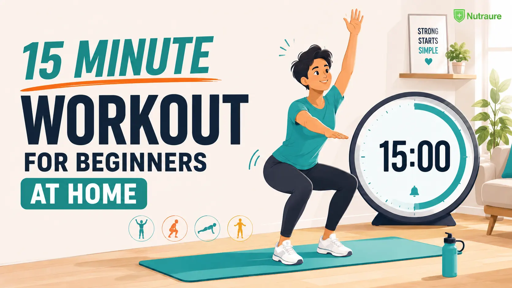Fat-Burning! 15 Minute Workout for Beginners at Home